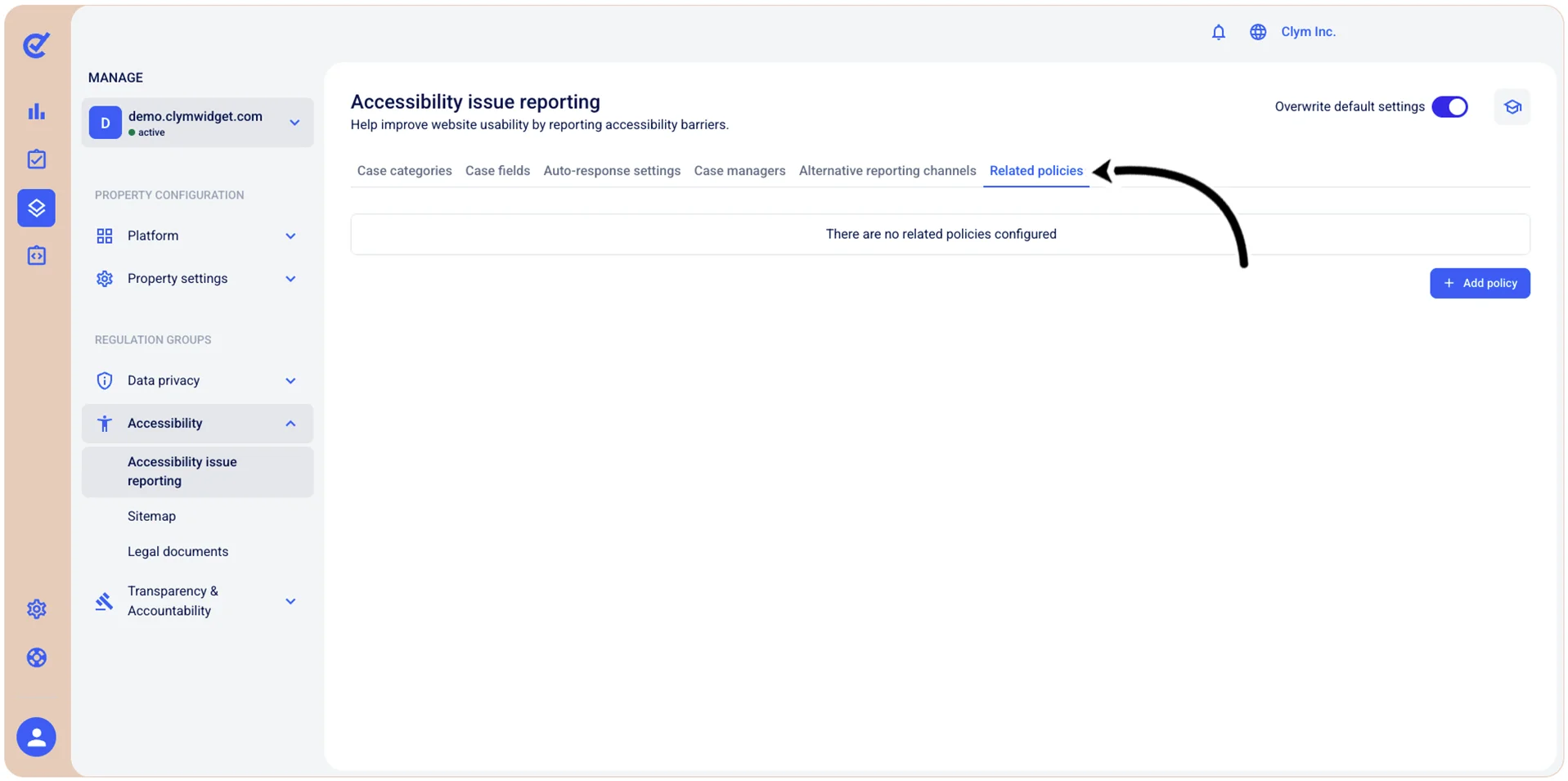 Related policies tab