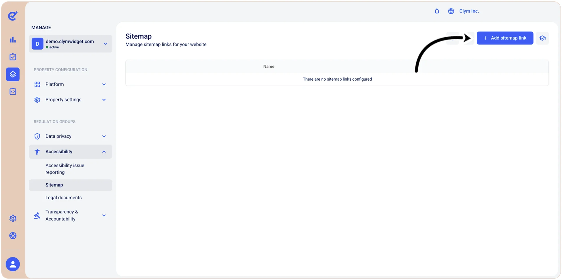 Add sitemap link button