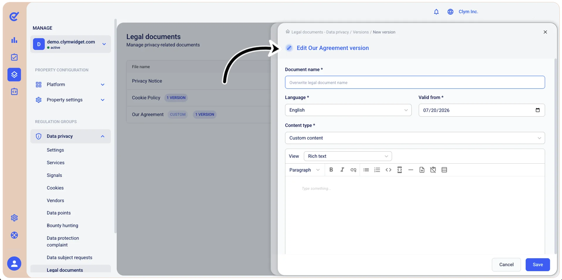 Edit document window