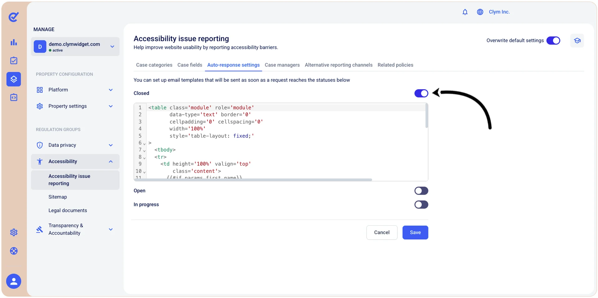 Auto-response toggle