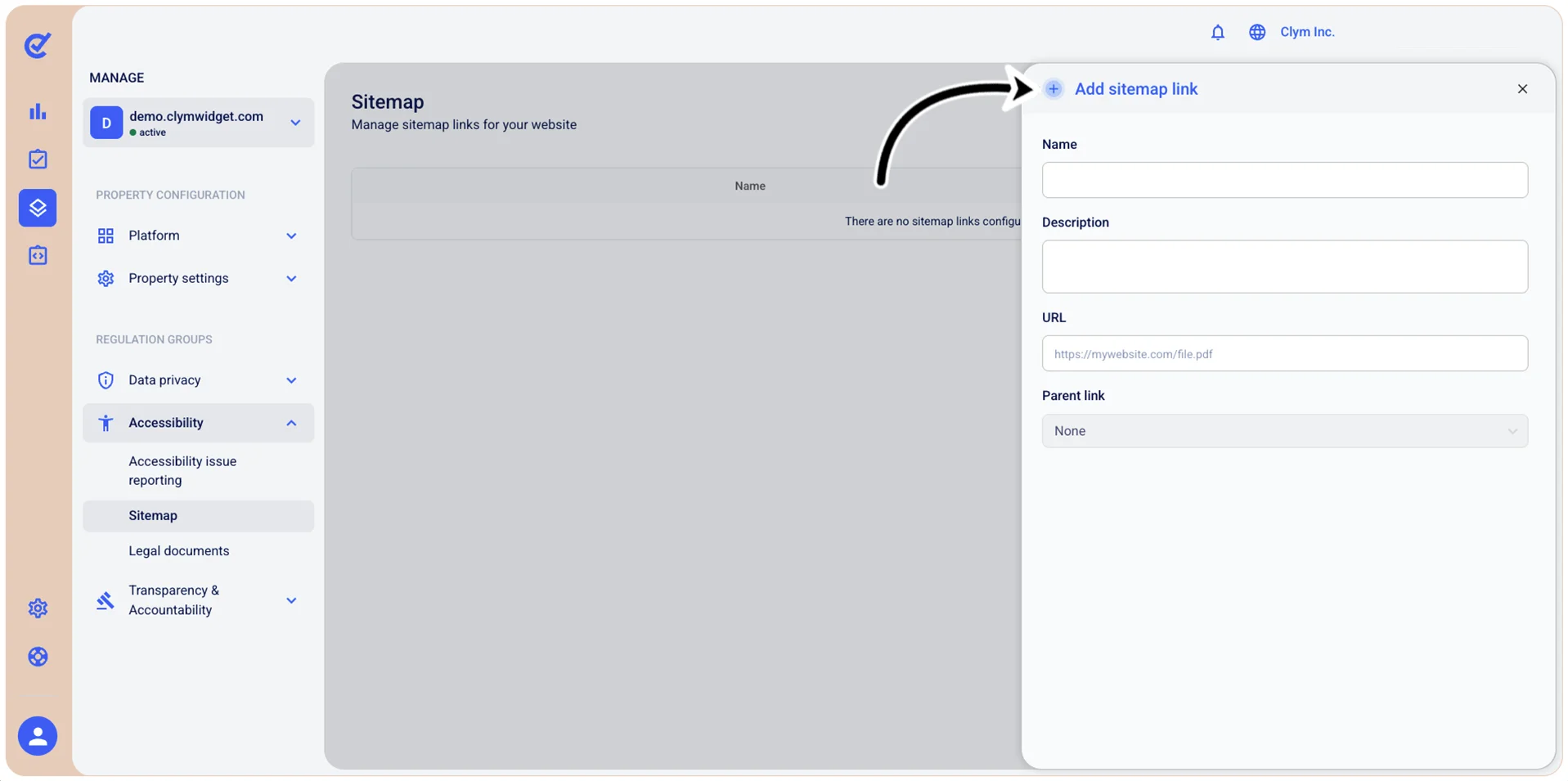 Add sitemap link