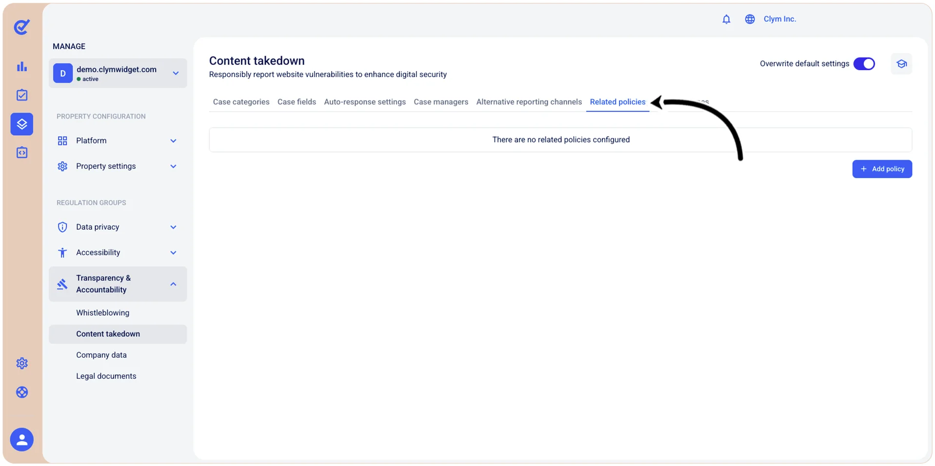 Related policies tab