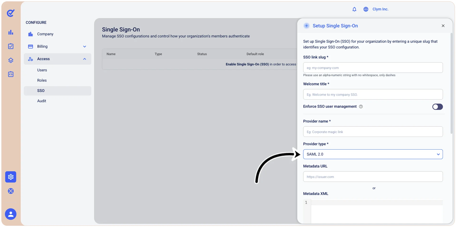 SAML 2.0 selected