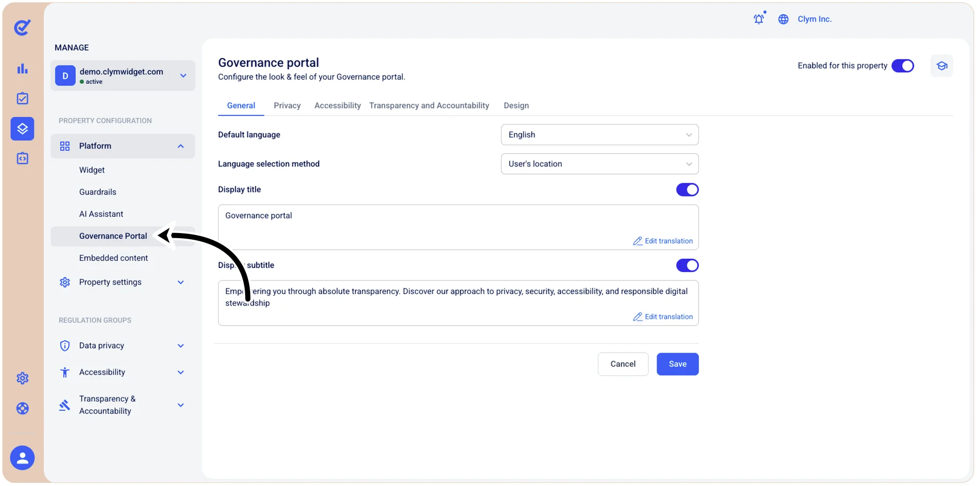 Governance portal