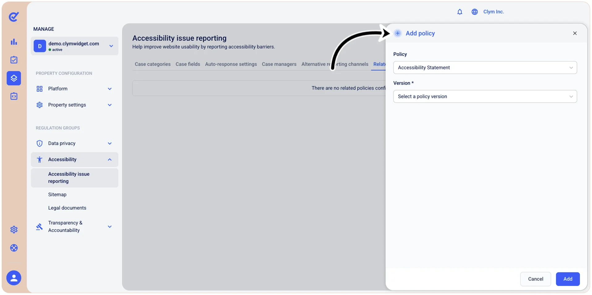 Add policy window