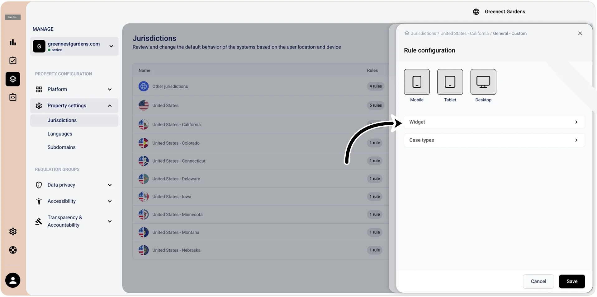Widget section