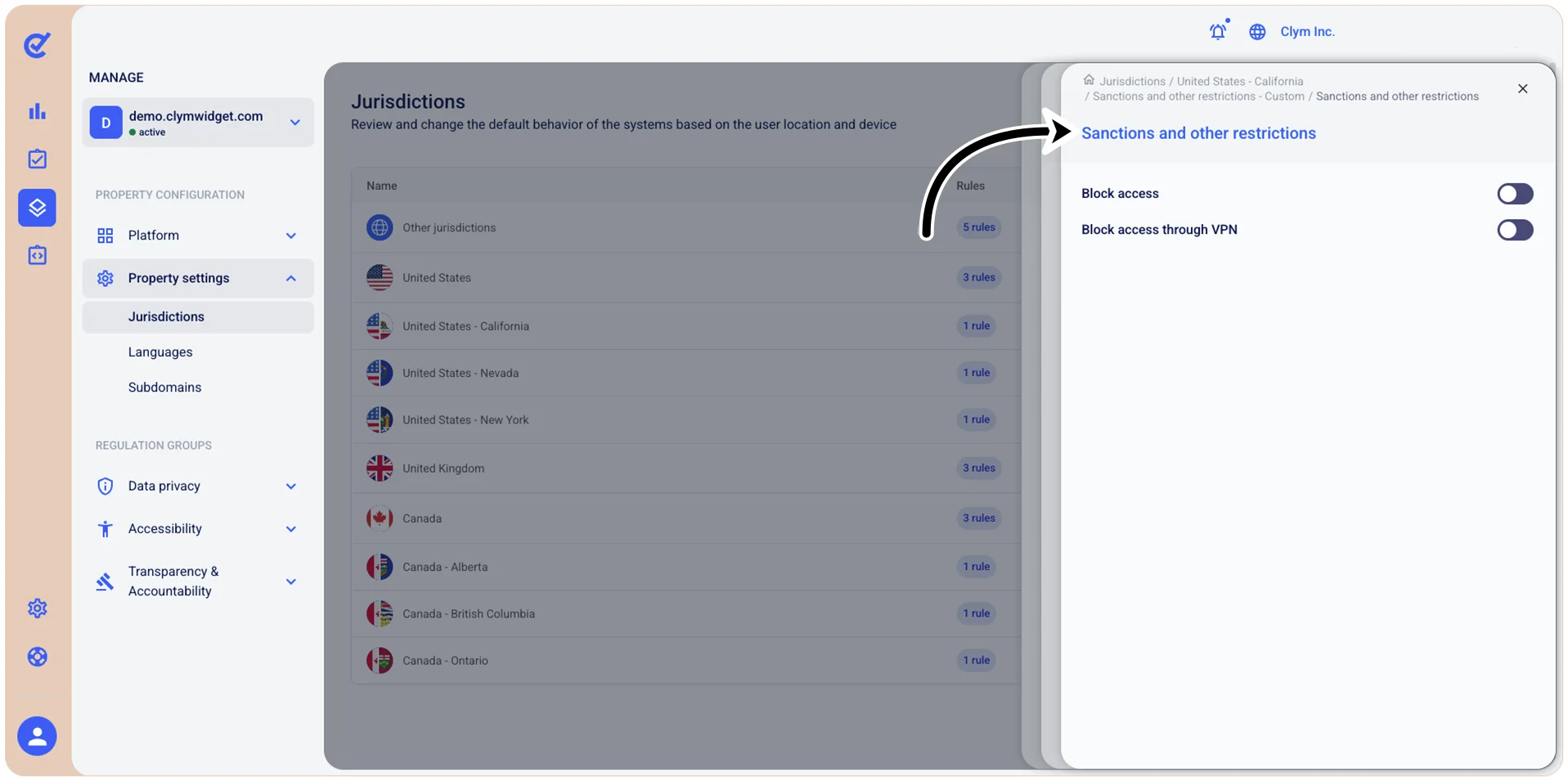 Sanctions and other restrictions window