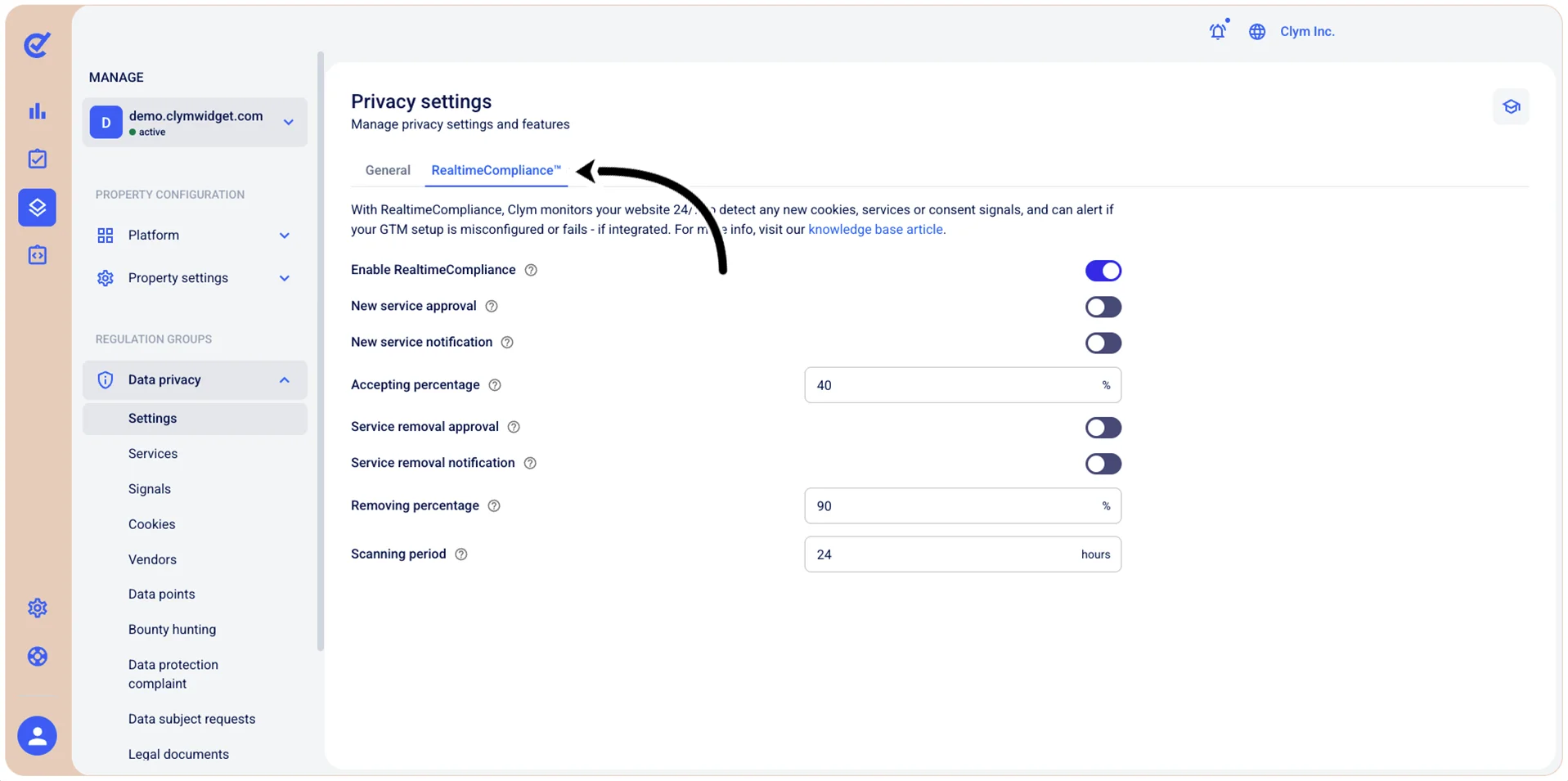 RealtimeCompliance™ section