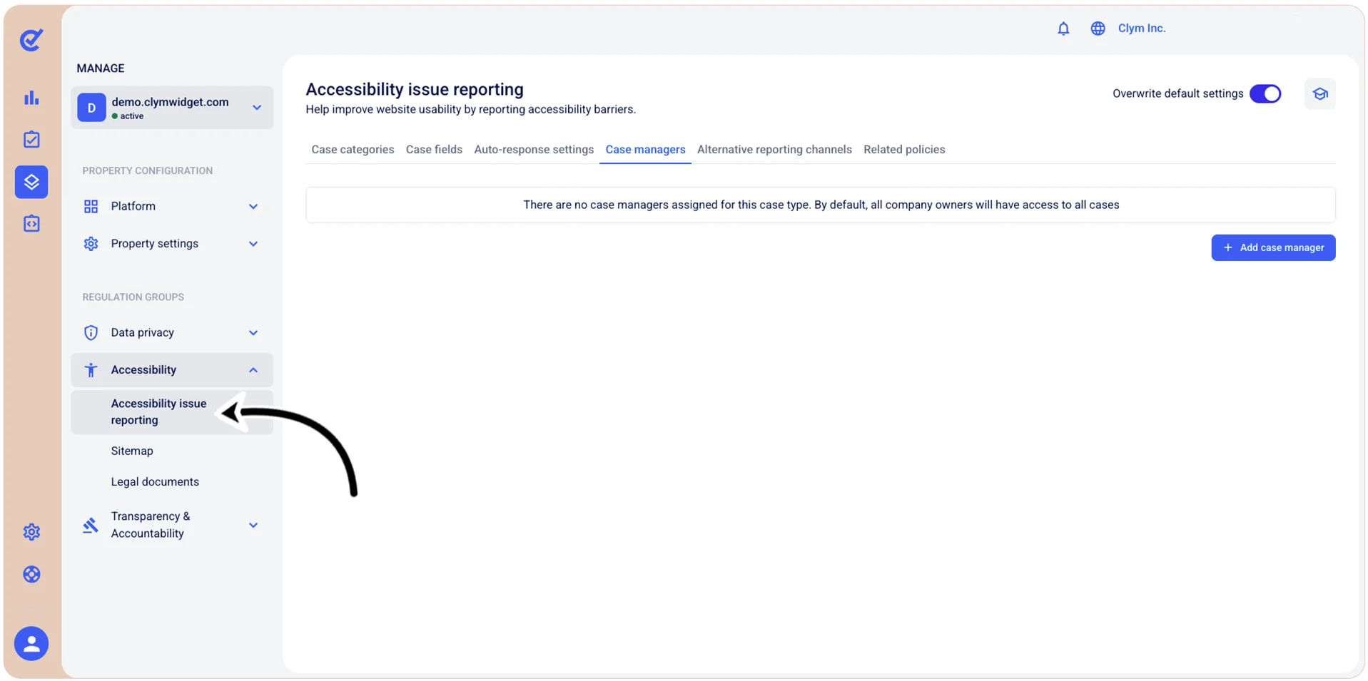 Accessibility issue reporting section
