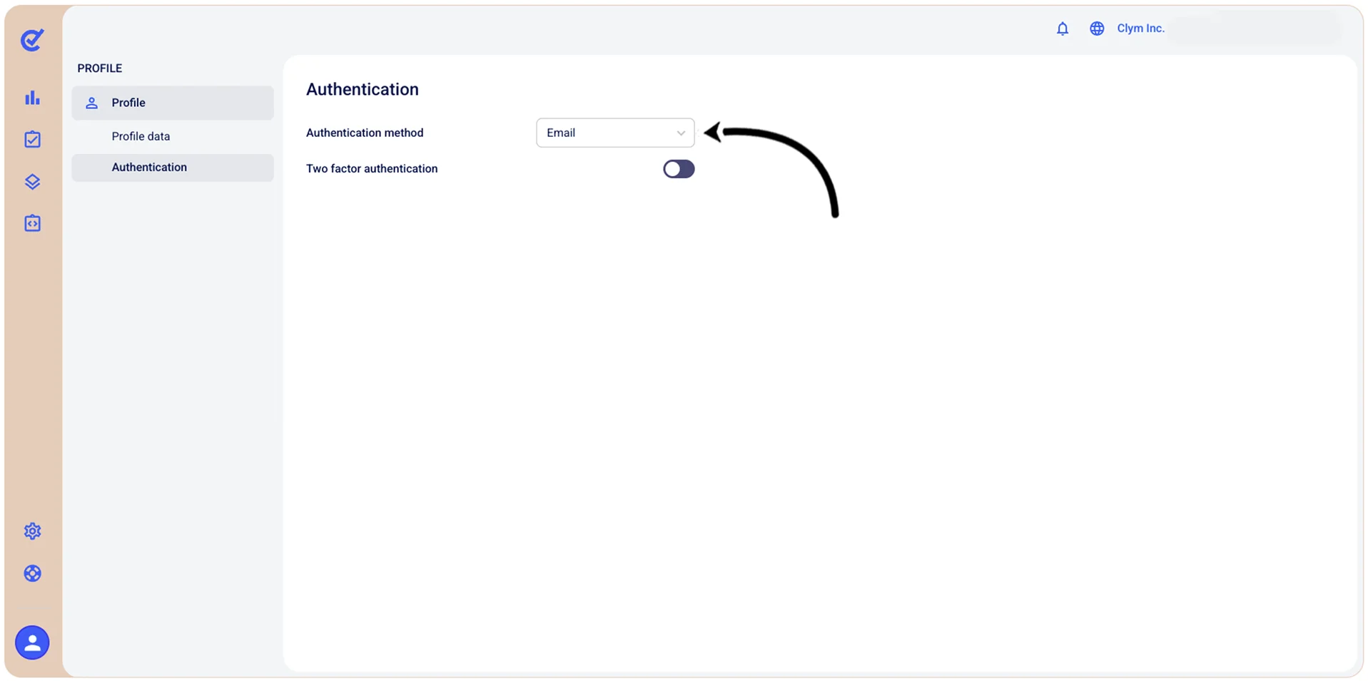 Authentication method email selected