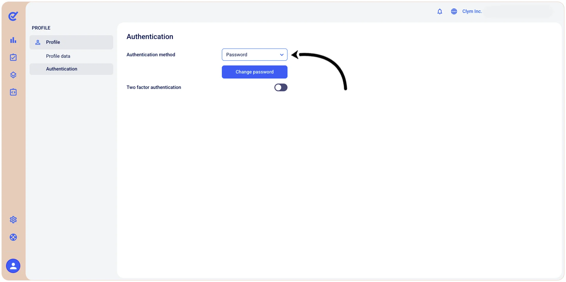 Authentication method password selected