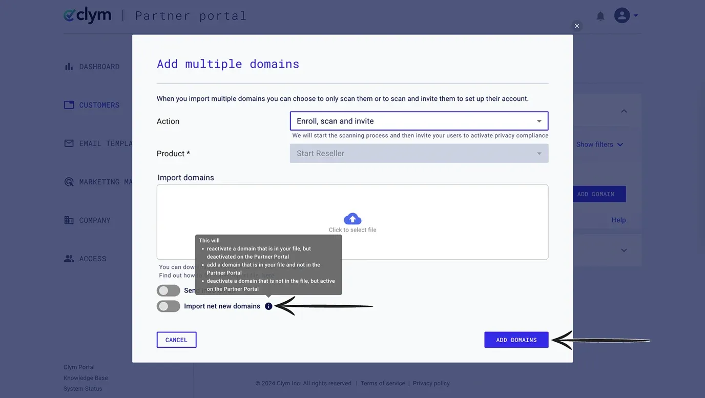 Import net new domains toggle