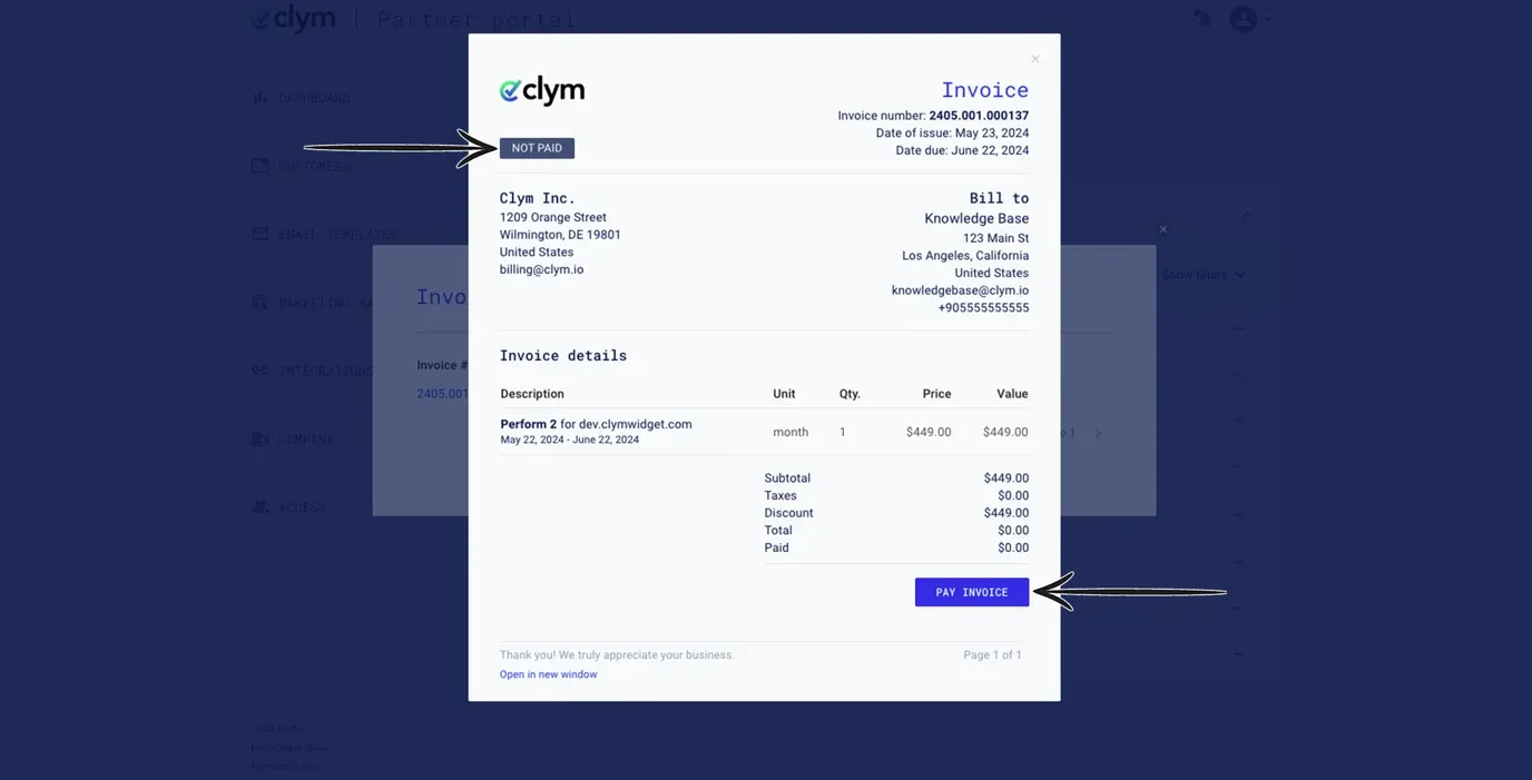 Pay invoice