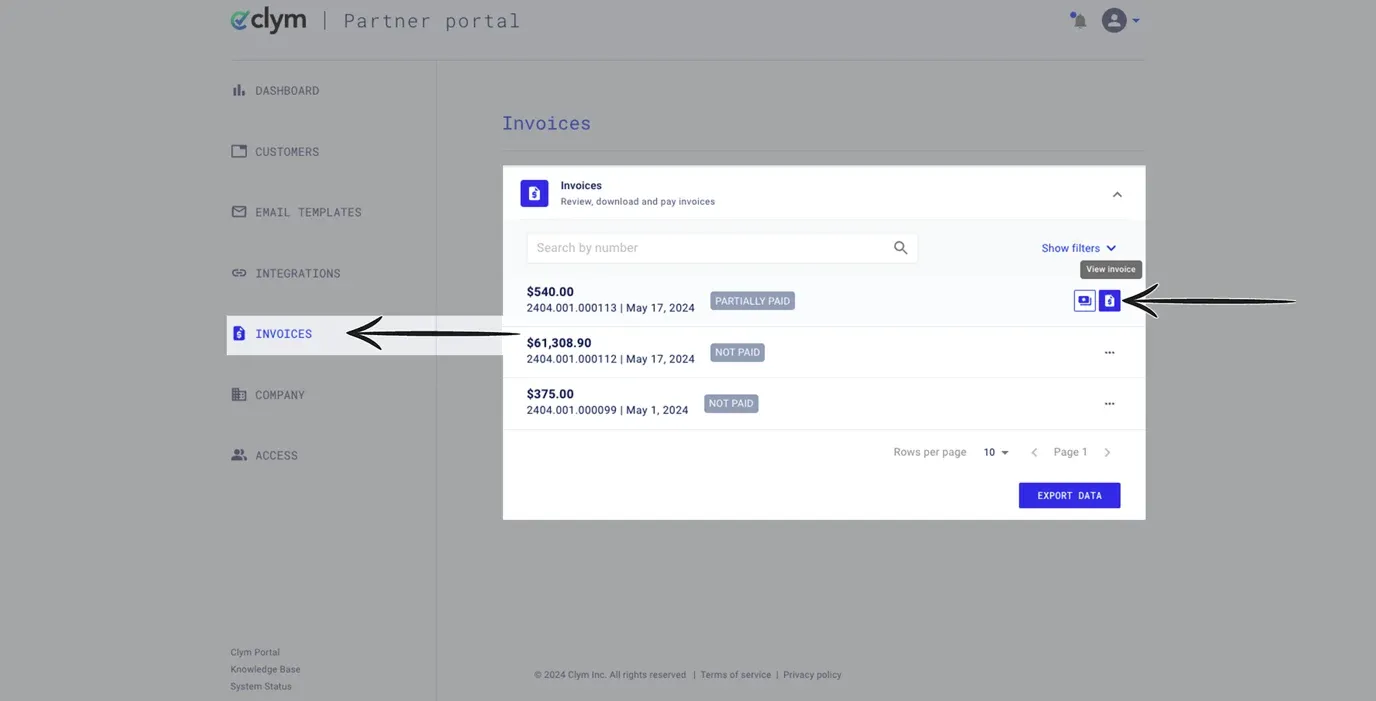 Access Invoices