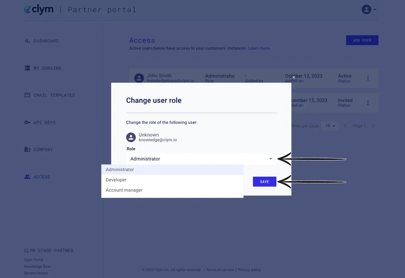 Change the user role