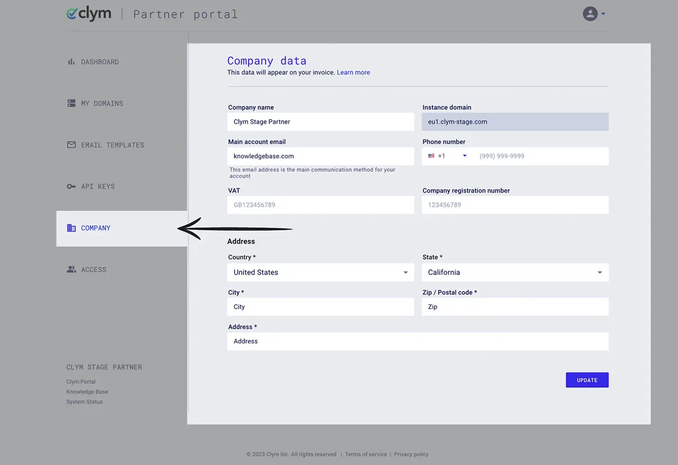 Access the company page