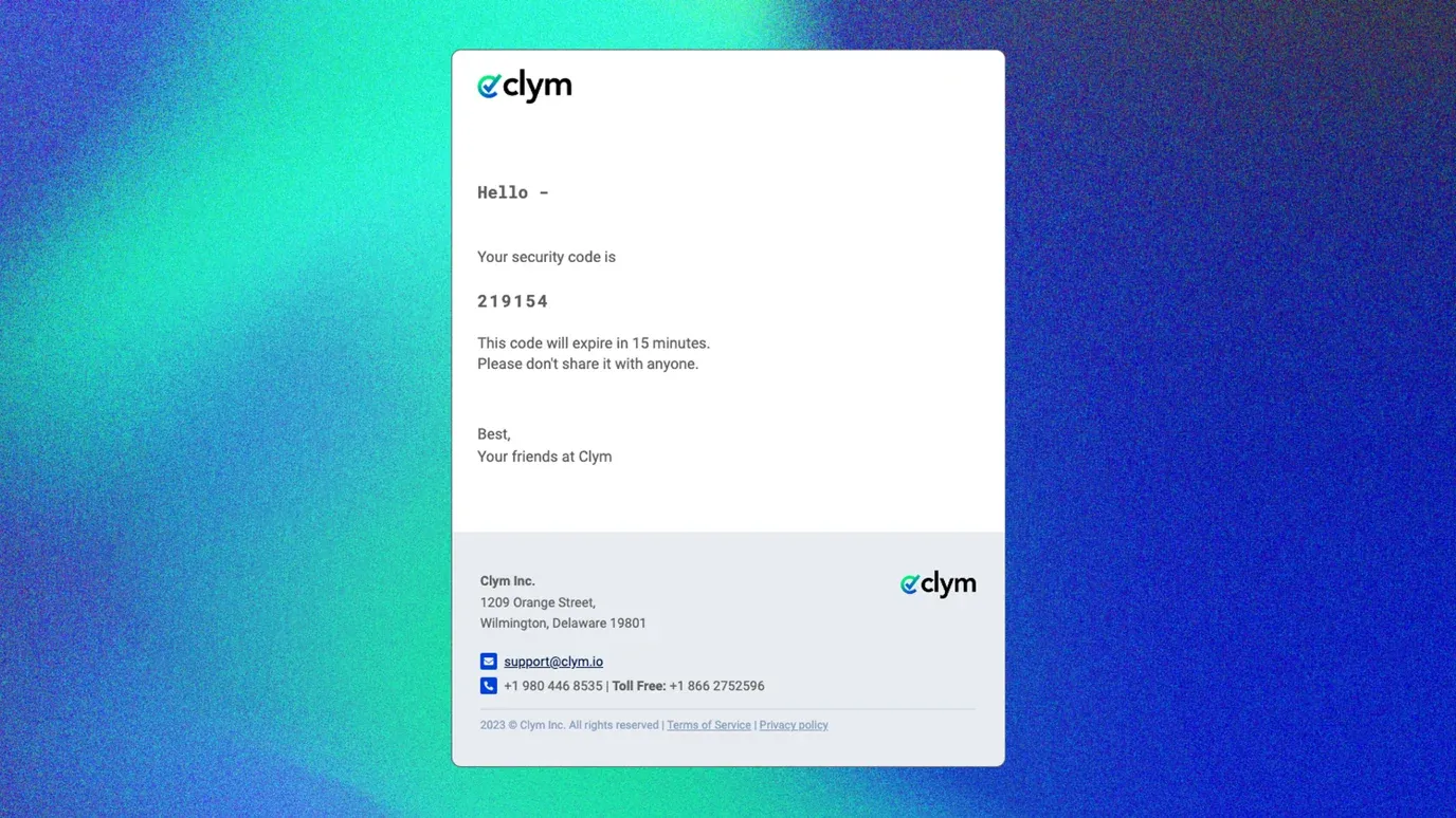 Access code from email or text