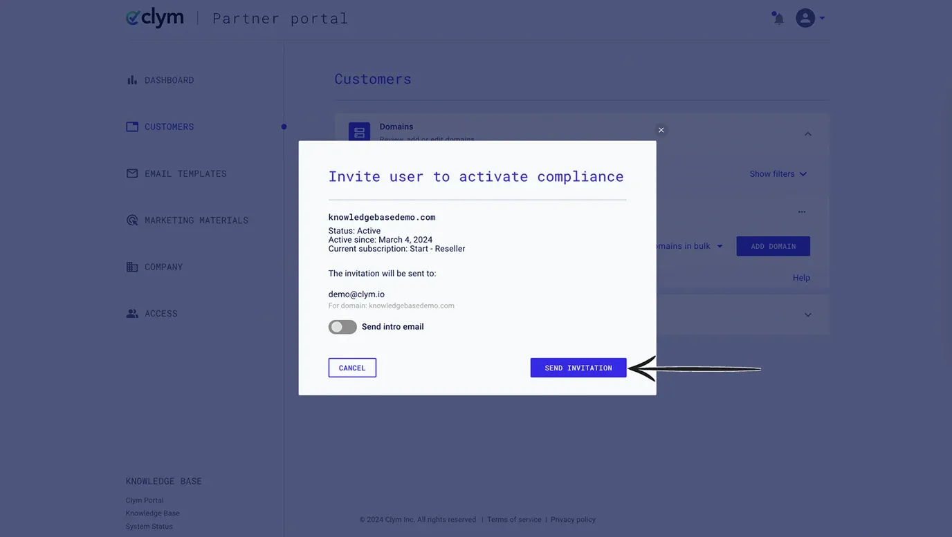 Resend the email invite to the user