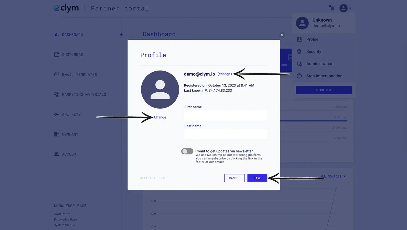Edit your account information